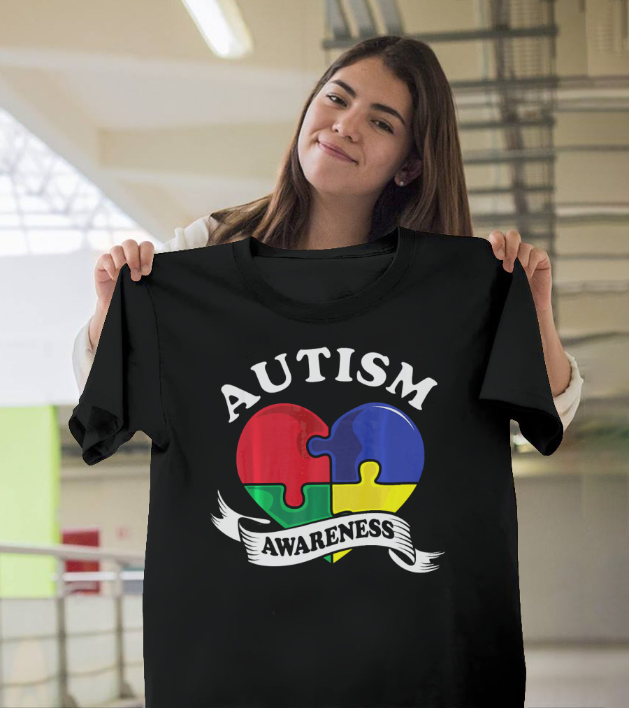 Autism Awareness Heart Puzzle Piece T-Shirt