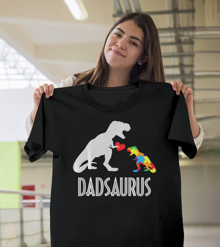 Dadsaurus Dinosaur Family Kids Autism Awareness T-Shirt