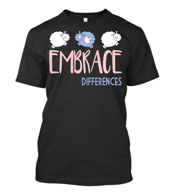 Embrace Differences Autism Awareness Sheep Puzzle Piece T-Shirt