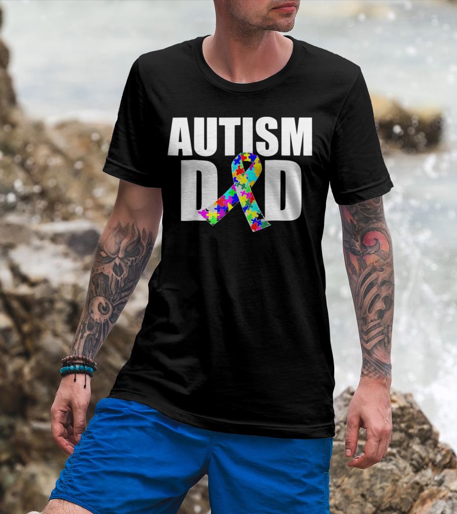 Autism Spectrum Awareness Autism Dad Puzzle T-Shirt