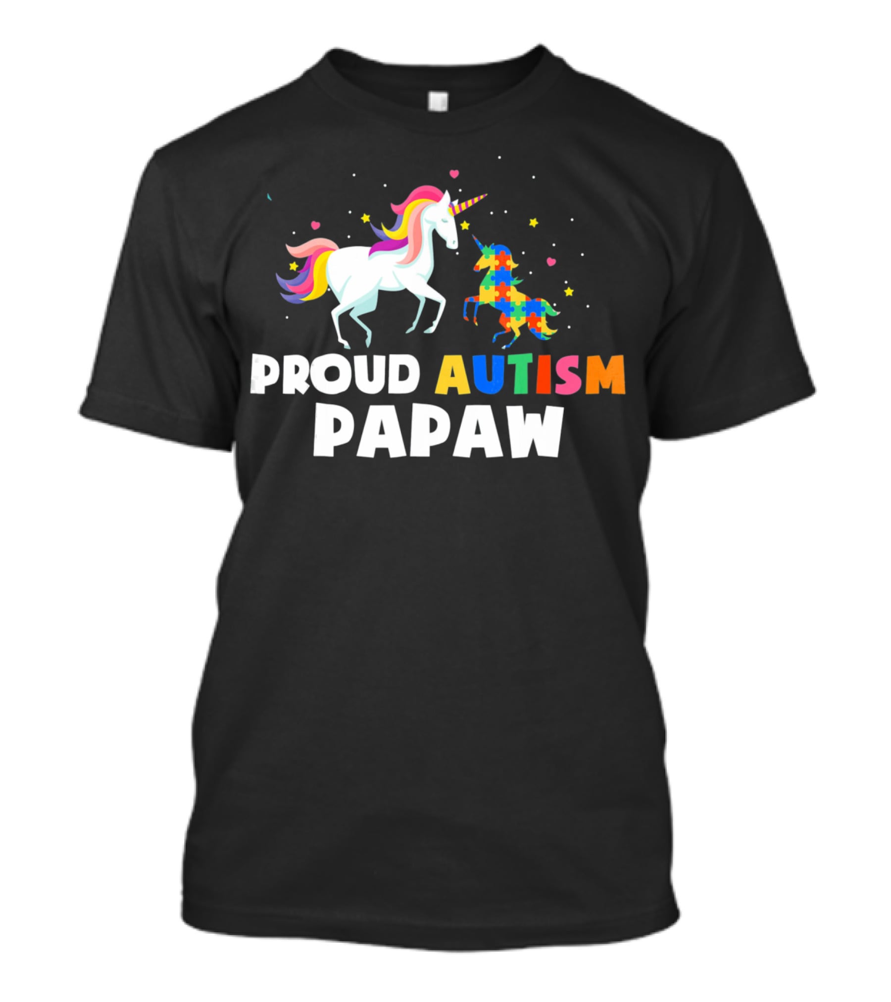 Proud Autism PAPAW Unicorn Autism Awareness T-Shirt