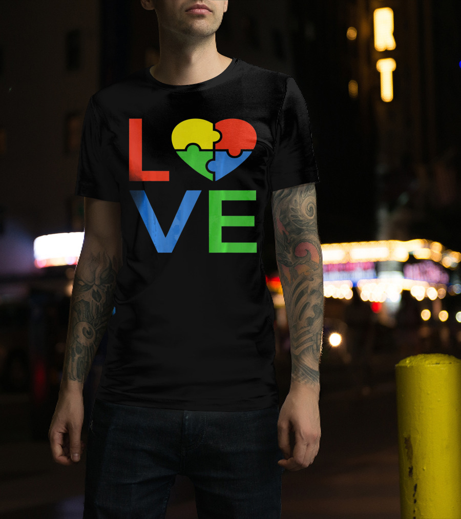 LOVE Heart Puzzle Autism Awareness Autistic T-Shirt