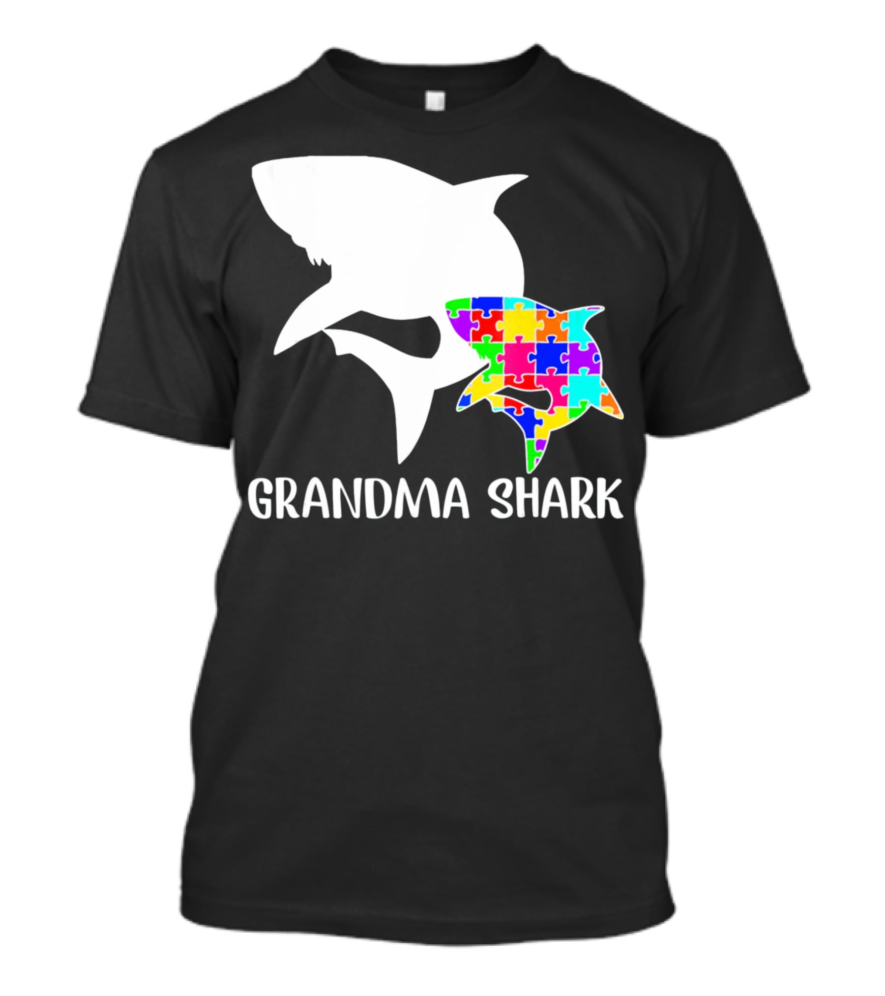 Grandma Shark Autism Awareness Puzzle Shark T-Shirt