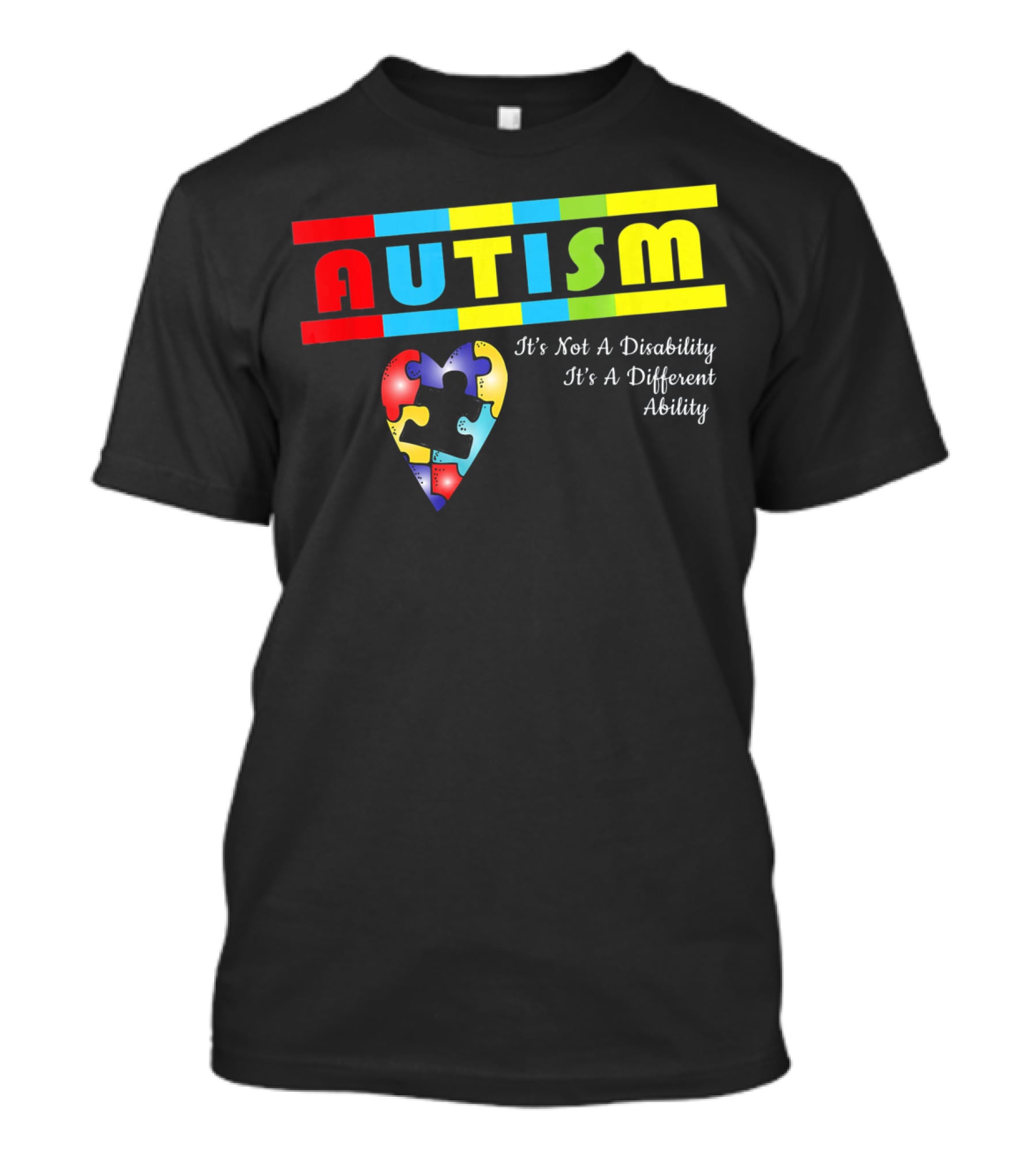 AUTISM It's Not A Disability It's A Different Ability Puzzle Heart T-Shirt