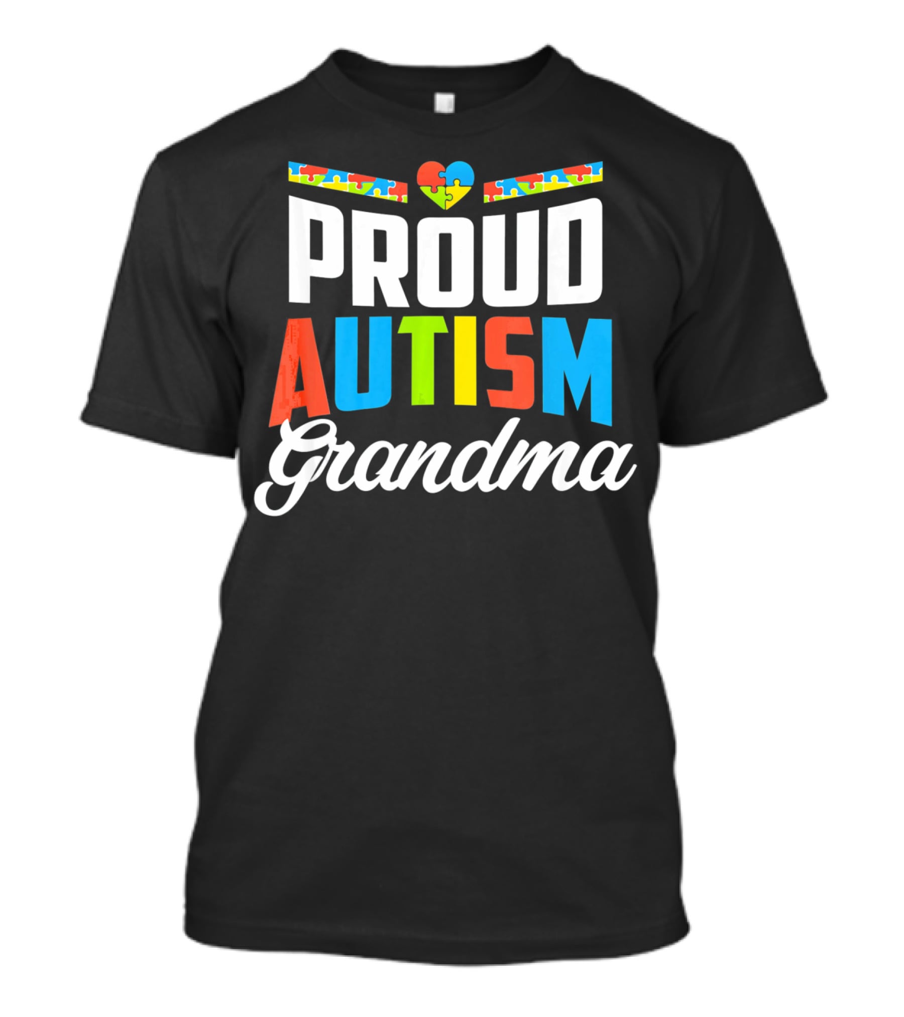 Proud Autism Grandma Puzzle Heart Awareness Support T-Shirt
