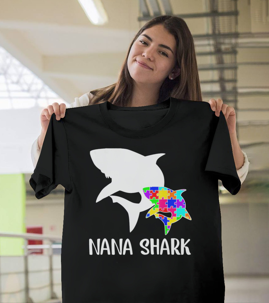 Nana Shark Puzzle Autism Awareness T-Shirt