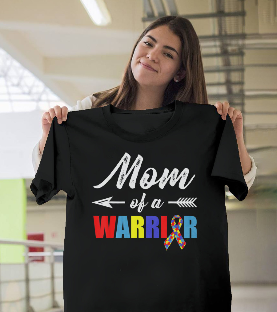 Mom Of A Warrior Autism Awareness Bow And Arrow T-Shirt