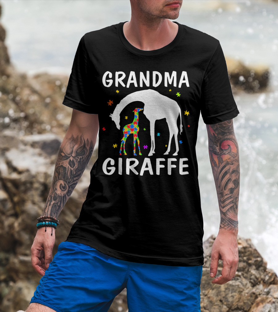 Grandma Giraffe Autism Awareness T-Shirt