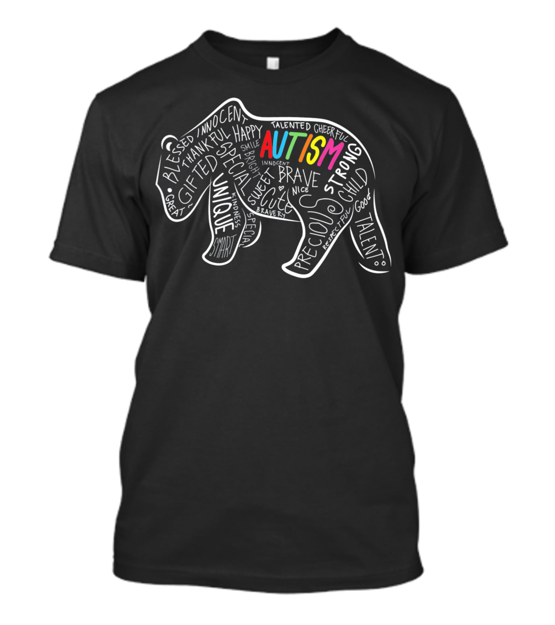 Autism Awareness Papa Bear Blessed Gifted Unique Precious Brave Birthday T-Shirt