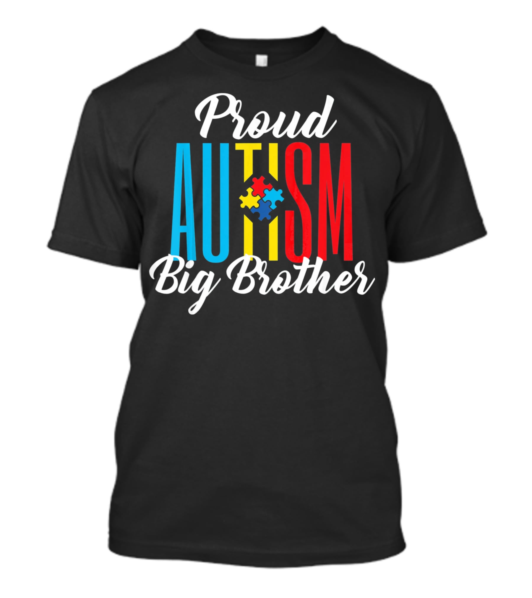 Proud Autism Big Brother Awareness Puzzle Colors T-Shirt