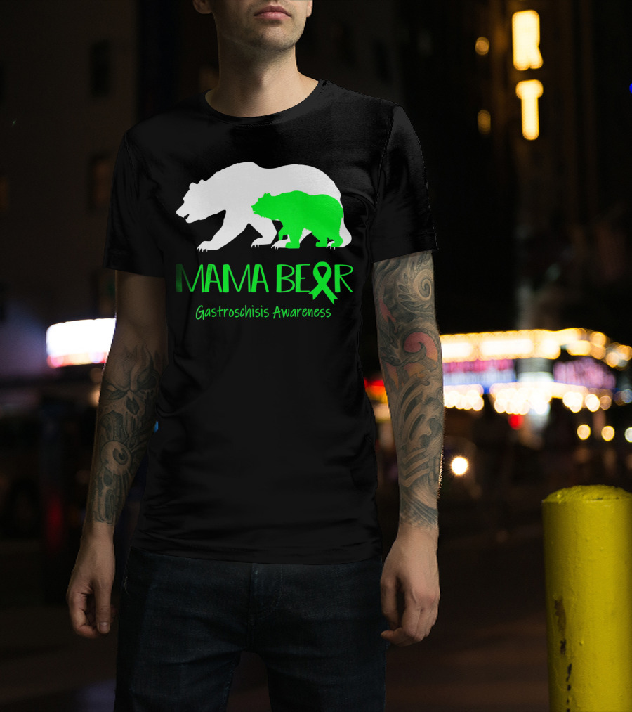 Mama Bear Gastroschisis Awareness Ribbon Symbol Bears T-Shirt