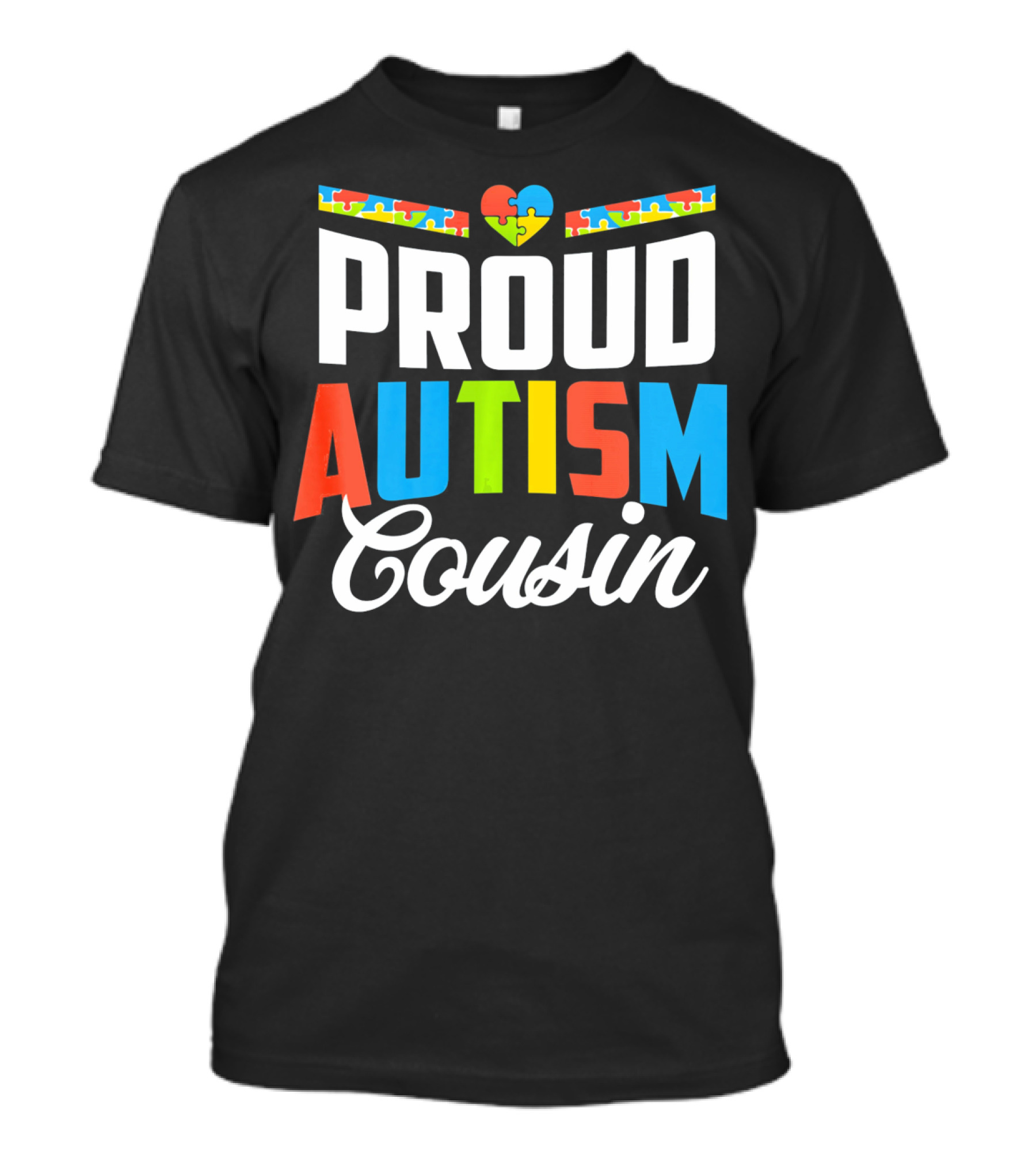 Proud Autism Cousin Heart Puzzle Awareness Support T-Shirt