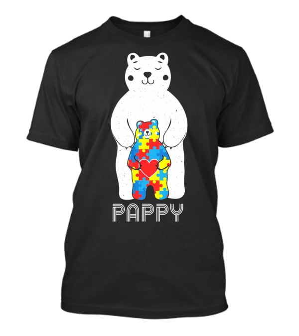 Pappy Bear Autism Awareness Love Puzzle Heart T-Shirt