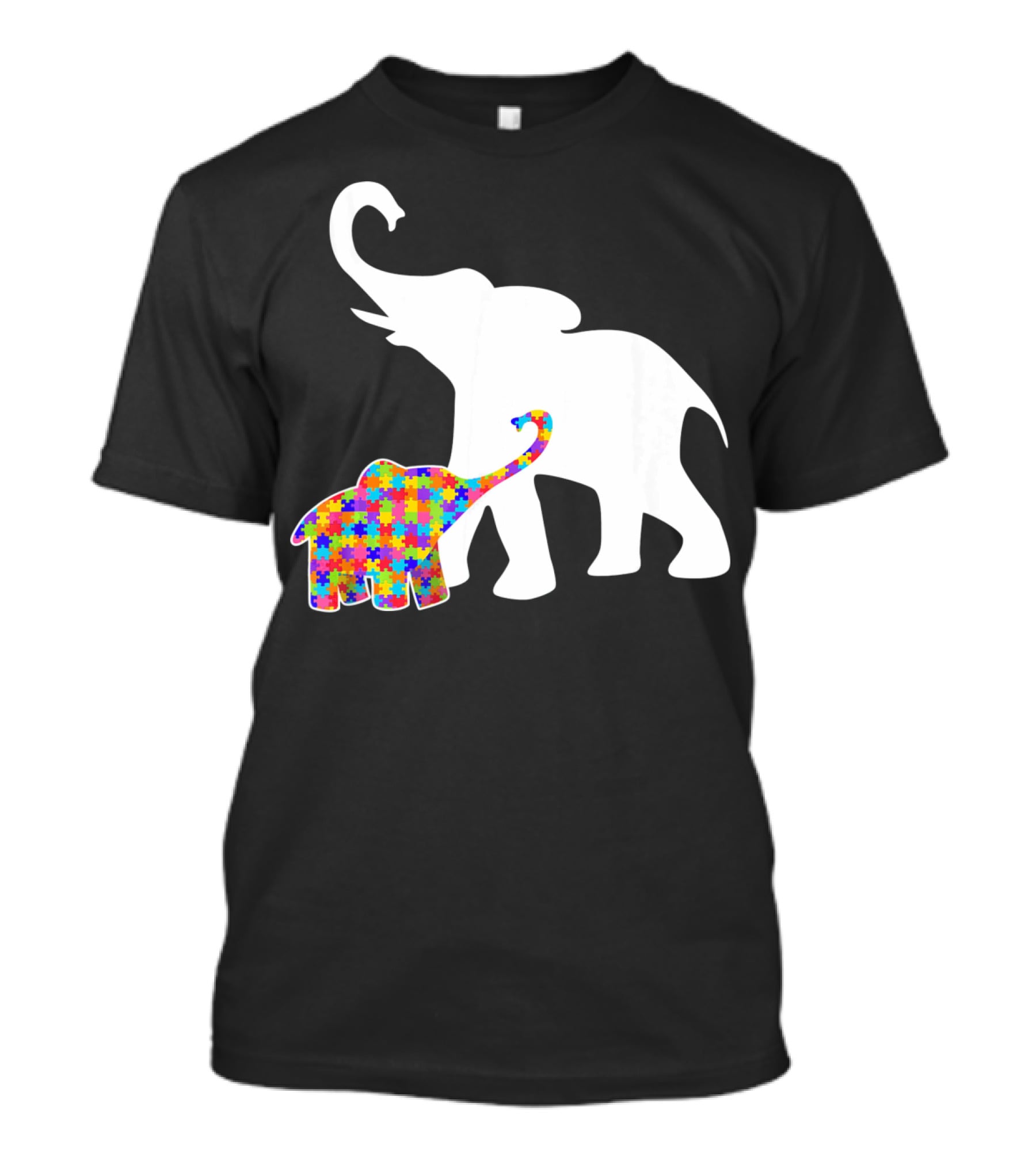 Elephant Autism Awareness Puzzle Pattern Support T-Shirt