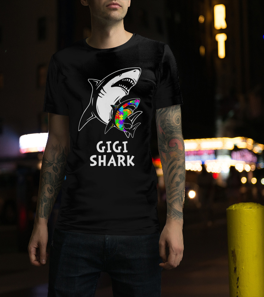 Gigi Shark Autism Awareness Puzzle Sharks T-Shirt
