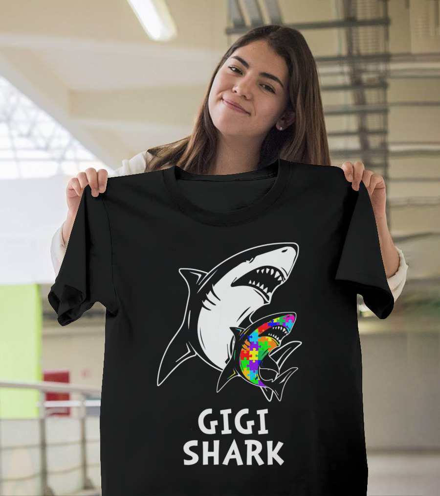 Gigi Shark Autism Awareness Puzzle Sharks T-Shirt