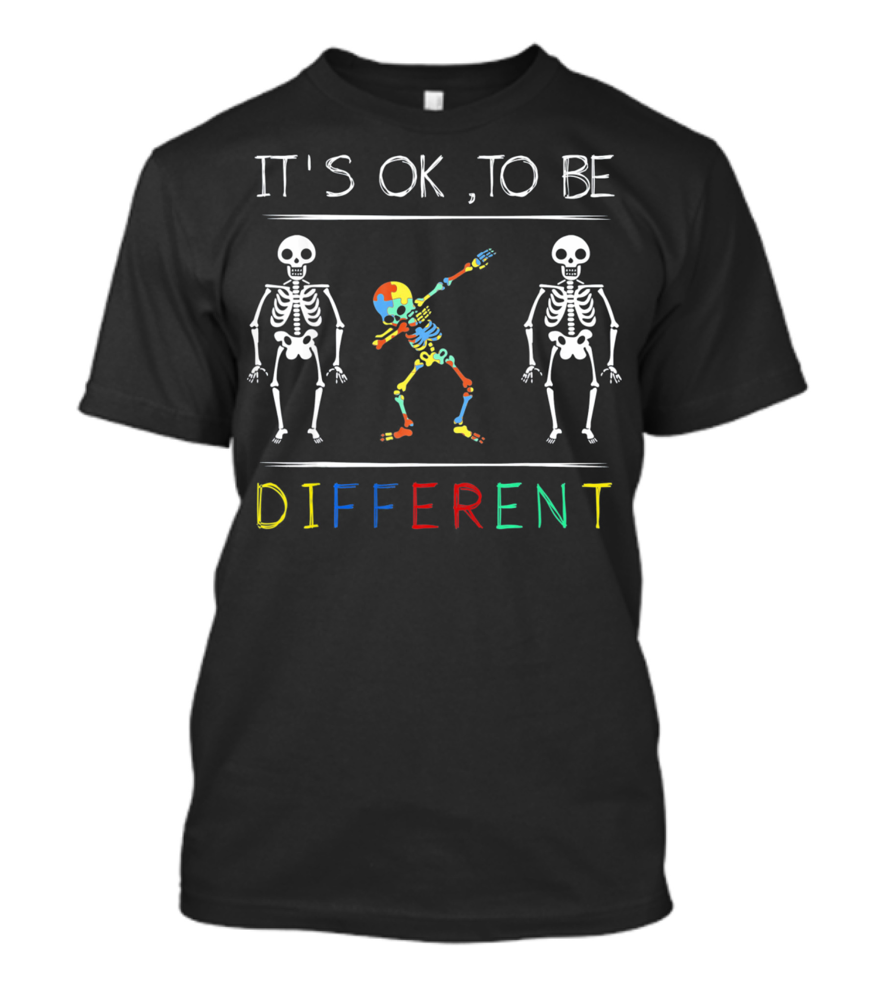 It's OK To Be Different Dabbing Dab Skeleton Kids Autism T-Shirt