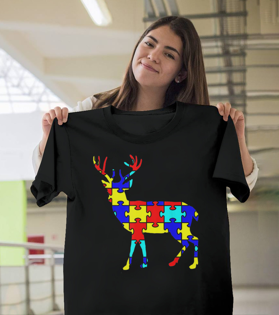 Deer Puzzle Autism Awareness Wildlife T-Shirt