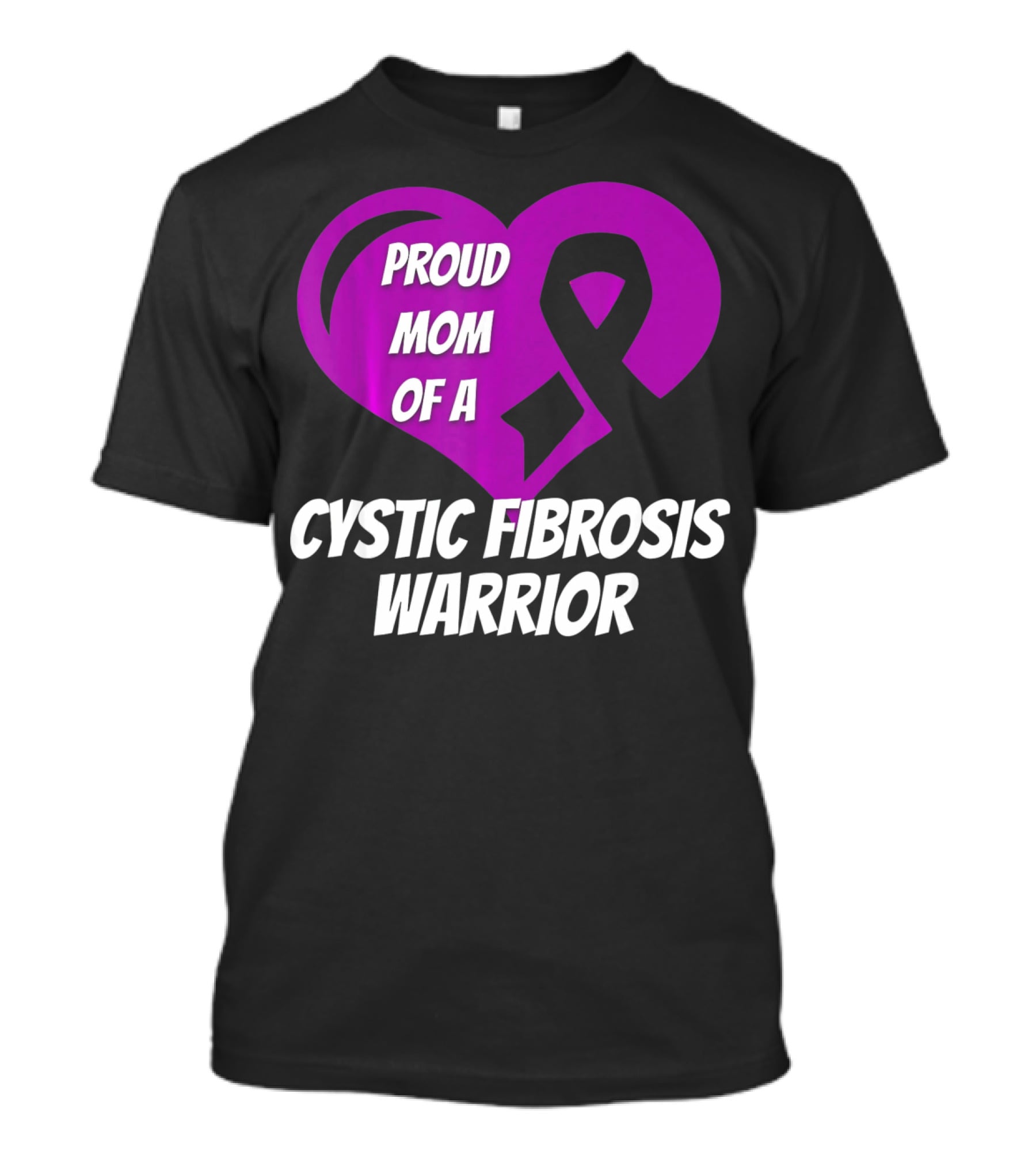 Proud Mom Of A Cystic Fibrosis Warrior Purple Ribbon Heart T-Shirt