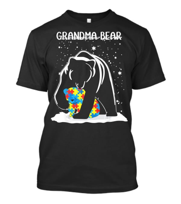 Grandma Bear With Puzzle Piece Bear For Autism Awareness T-Shirt