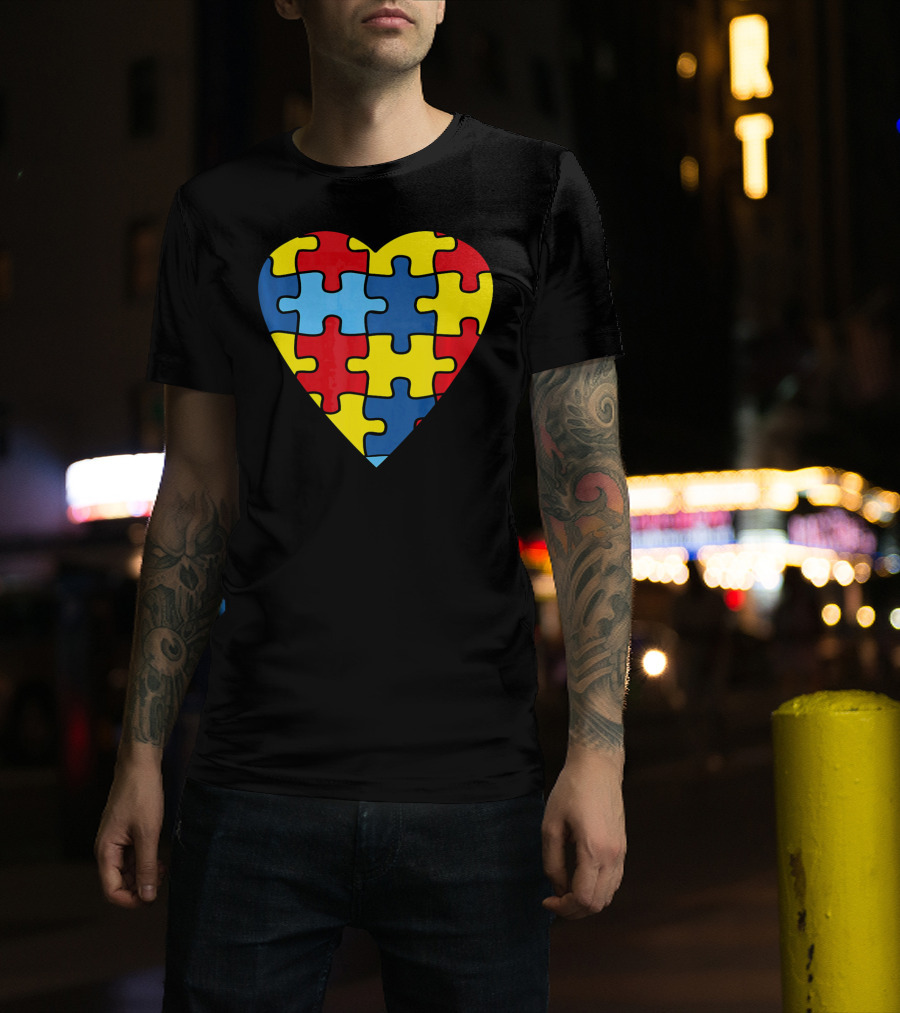 No Words Just Love Puzzle Heart Autism Awareness T-Shirt