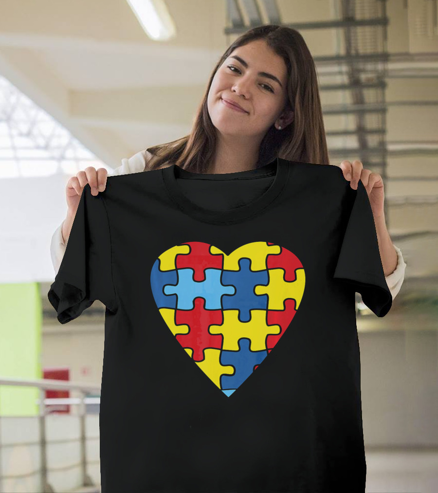 No Words Just Love Puzzle Heart Autism Awareness T-Shirt