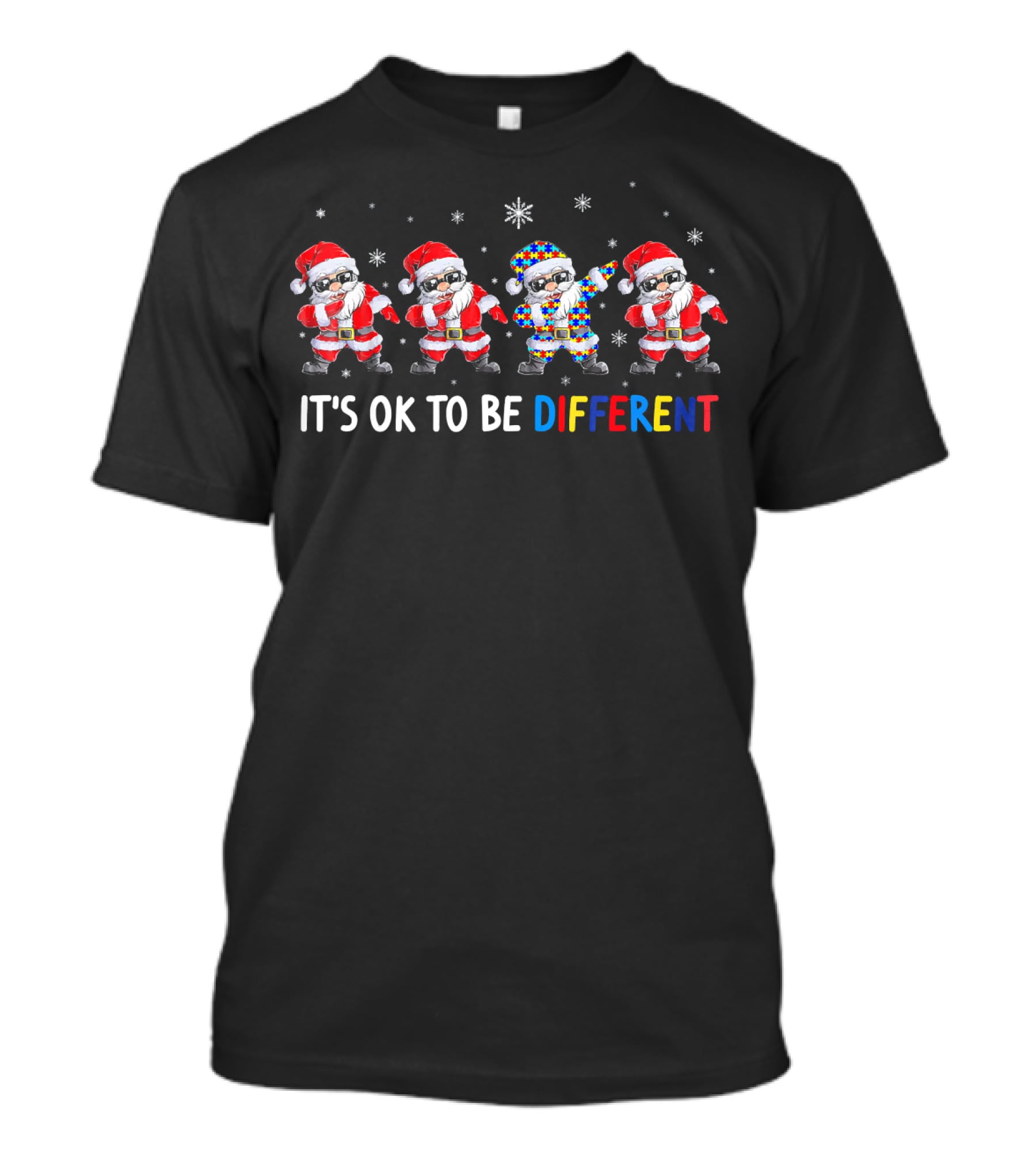 Santa Dabbing It's OK To Be Different Autism Awareness T-Shirt