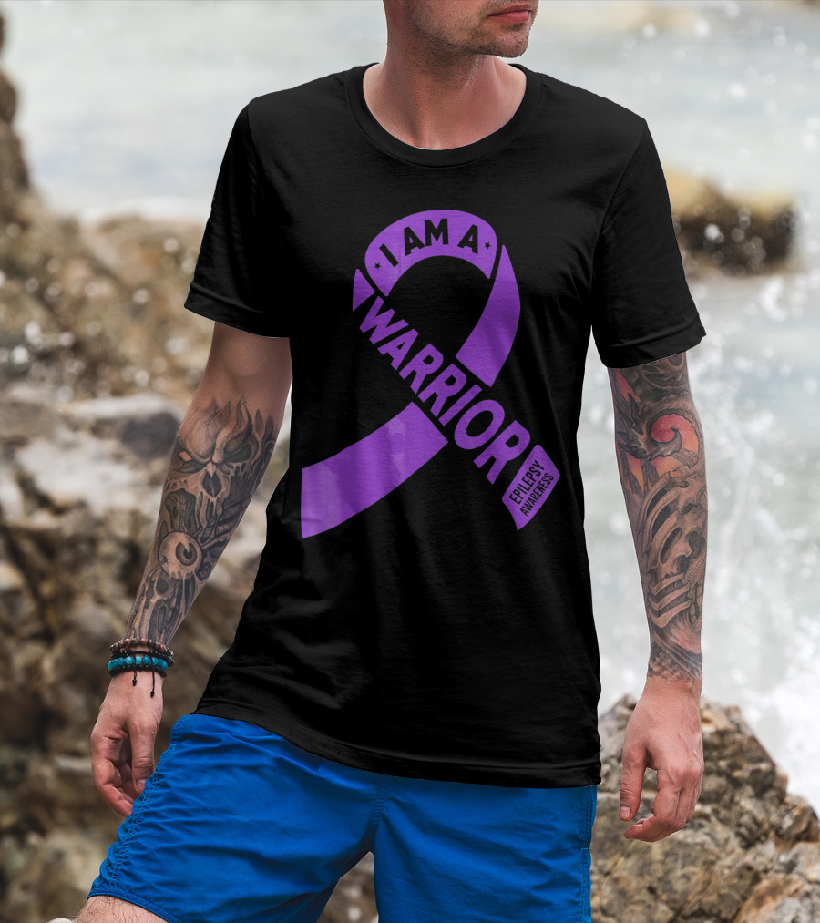 I Am A Warrior Purple Ribbon Epilepsy Awareness T-Shirt