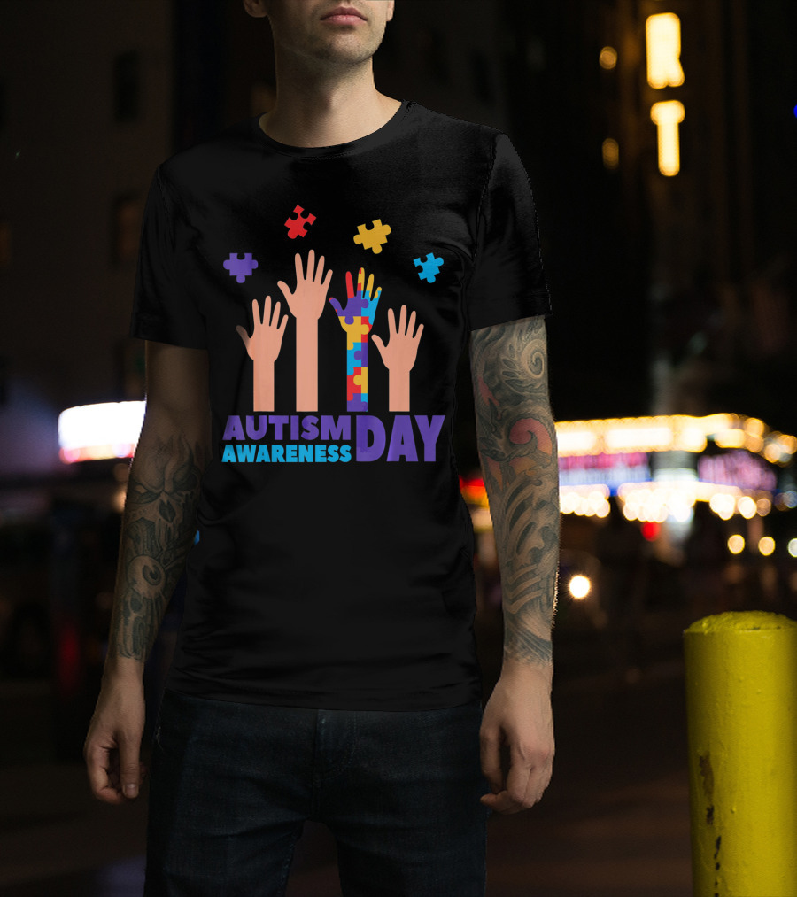 Autism Awareness Day Hands Puzzles T-Shirt