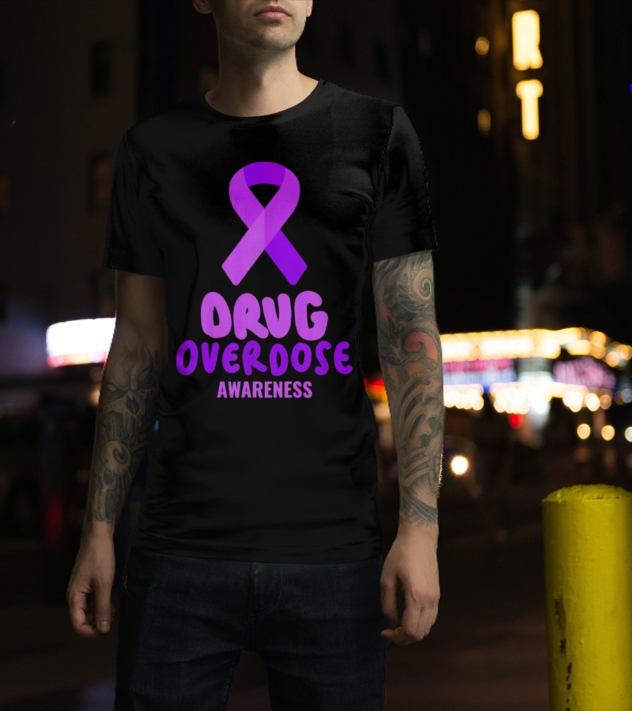 Drug Overdose Awareness Purple Ribbon Awareness T-Shirt