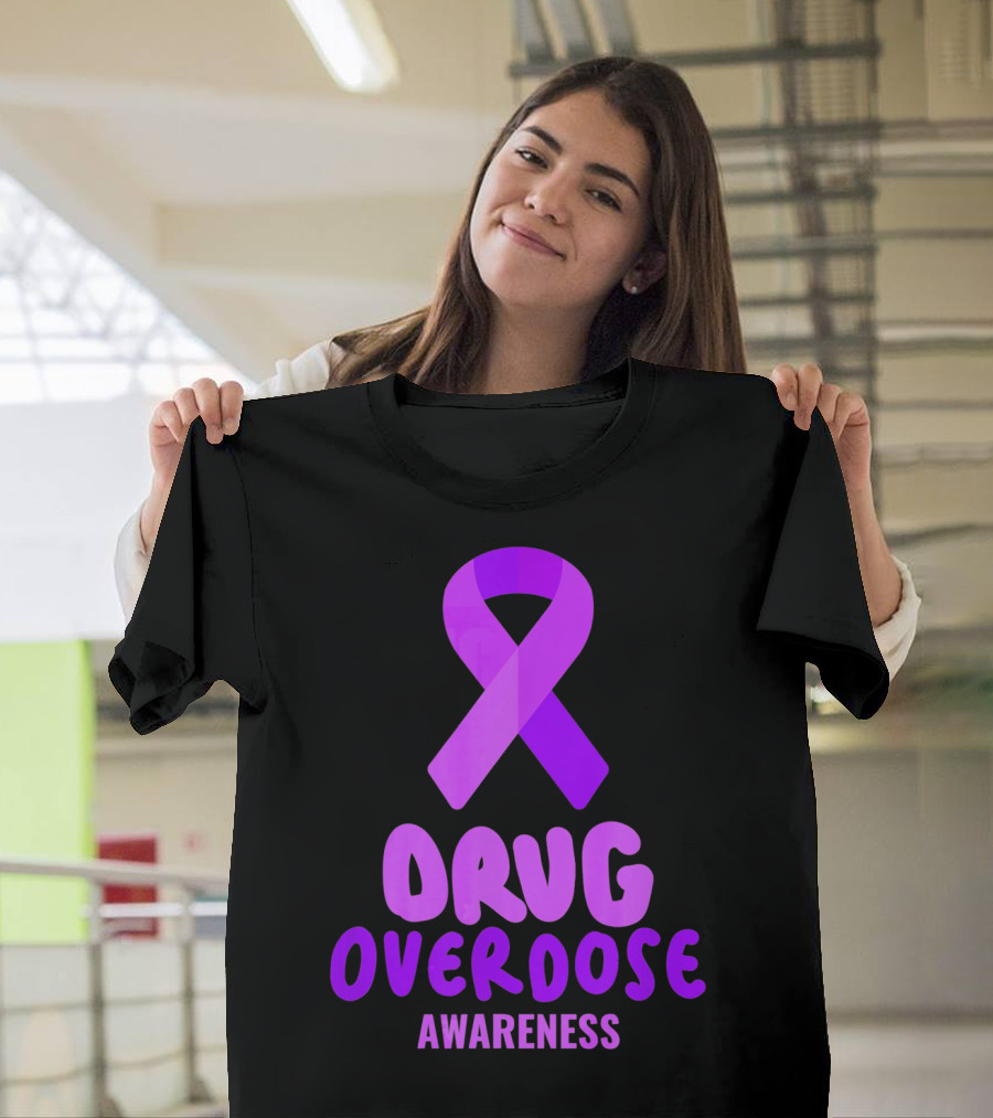 Drug Overdose Awareness Purple Ribbon Awareness T-Shirt