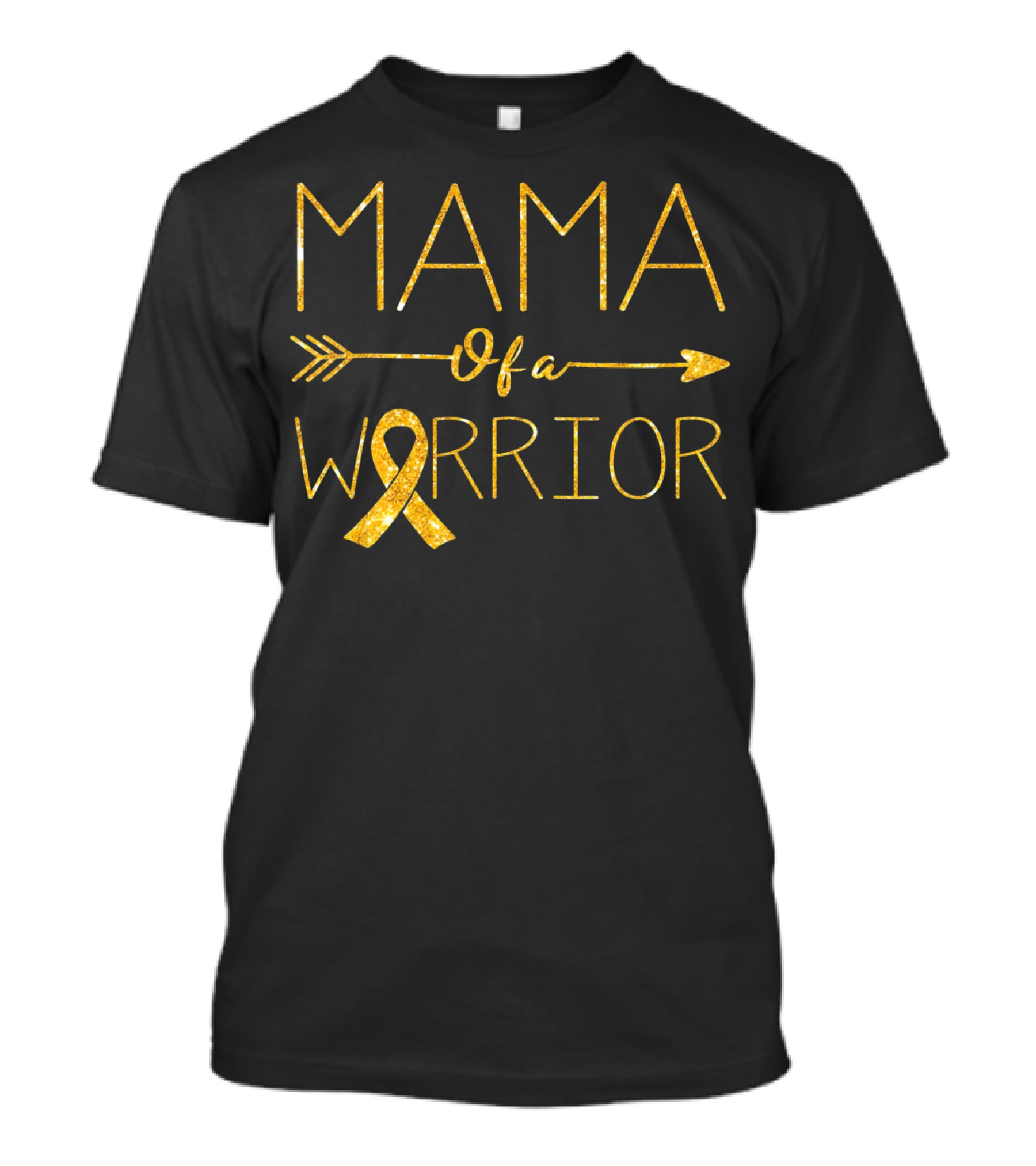 MAMA Of A Warrior Golden Ribbon Childhood Cancer Awareness T-Shirt
