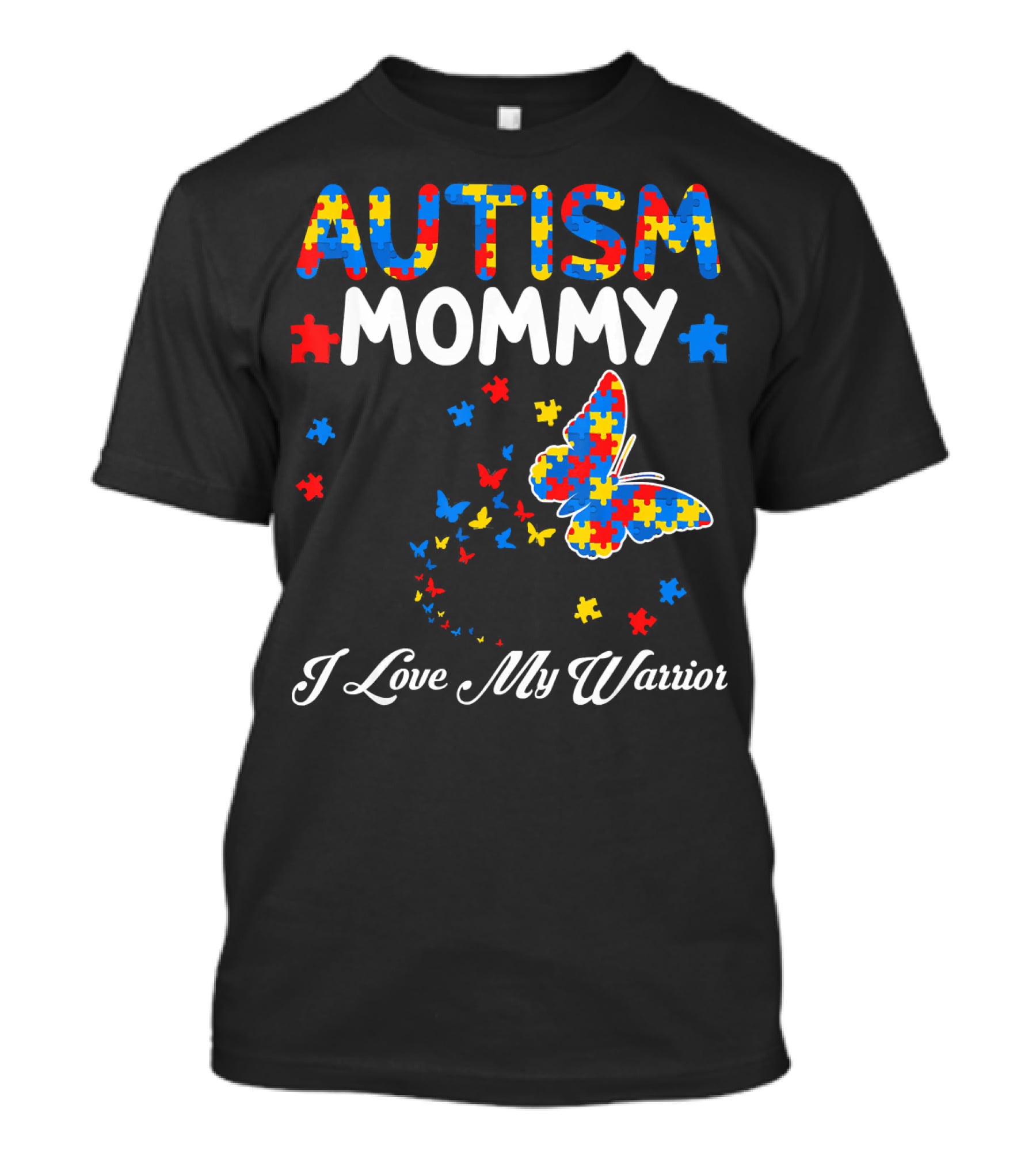 Autism Mommy I Love My Warrior Butterfly Puzzle T-Shirt