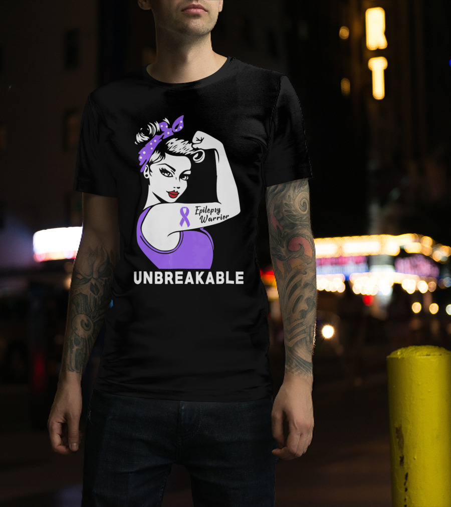 Epilepsy Warrior Unbreakable With Purple T-Shirt