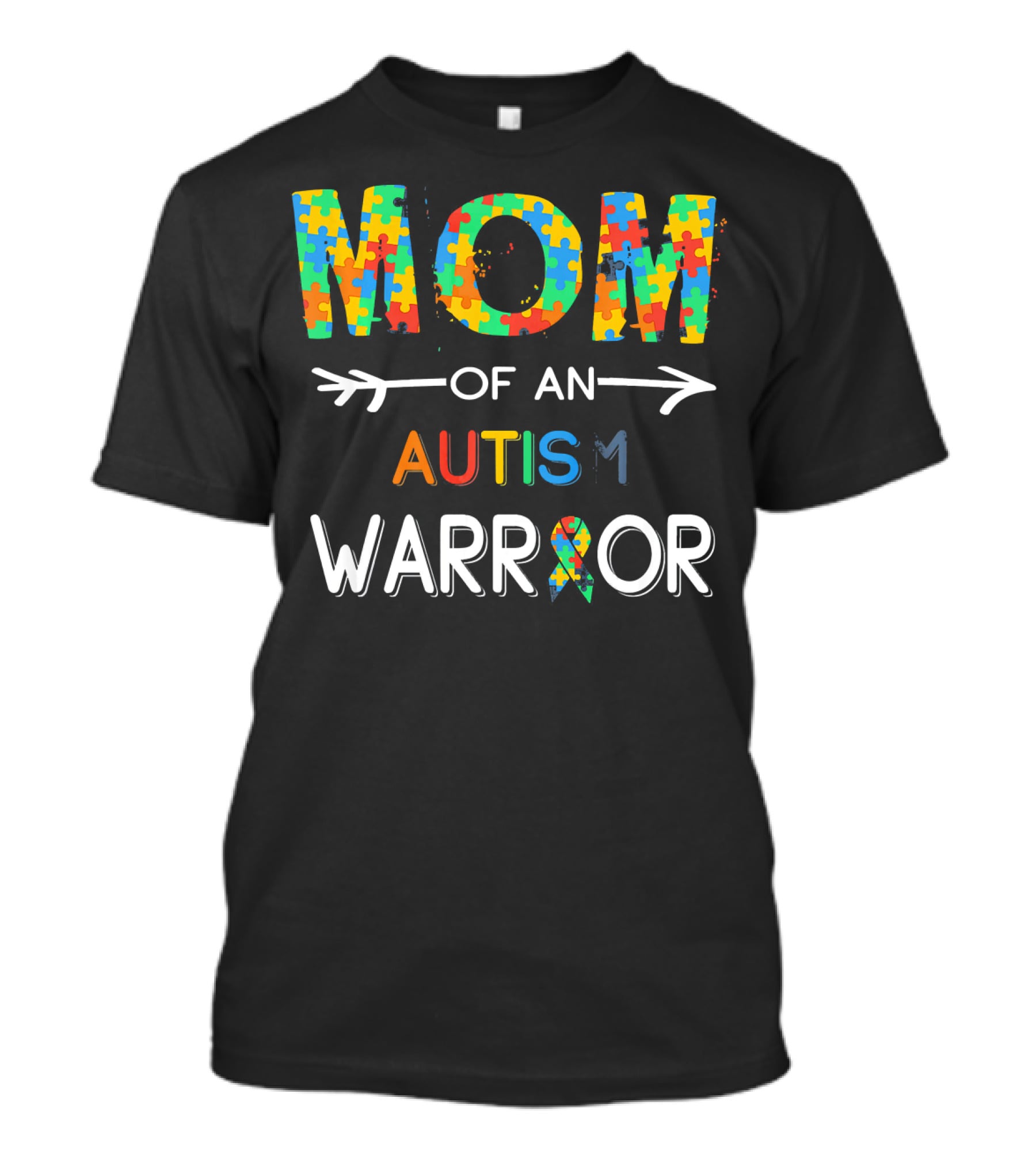 Mom Of An Autism Warrior Autism Awareness Puzzle T-Shirt