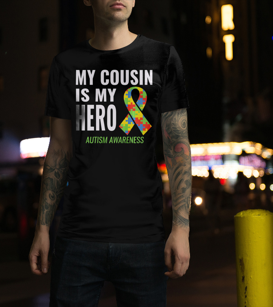 My Cousin Is My Hero Autism Awareness Puzzle T-Shirt
