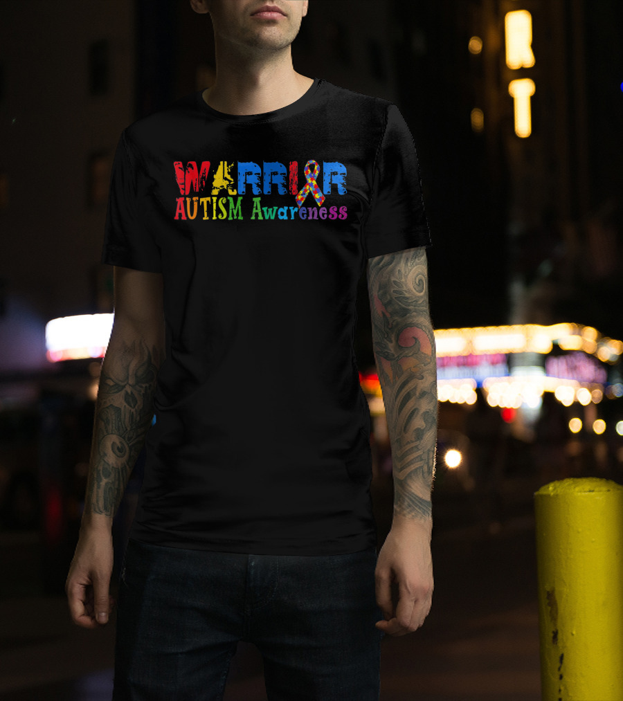 Warrior Autism Awareness Colorful Puzzle T-Shirt