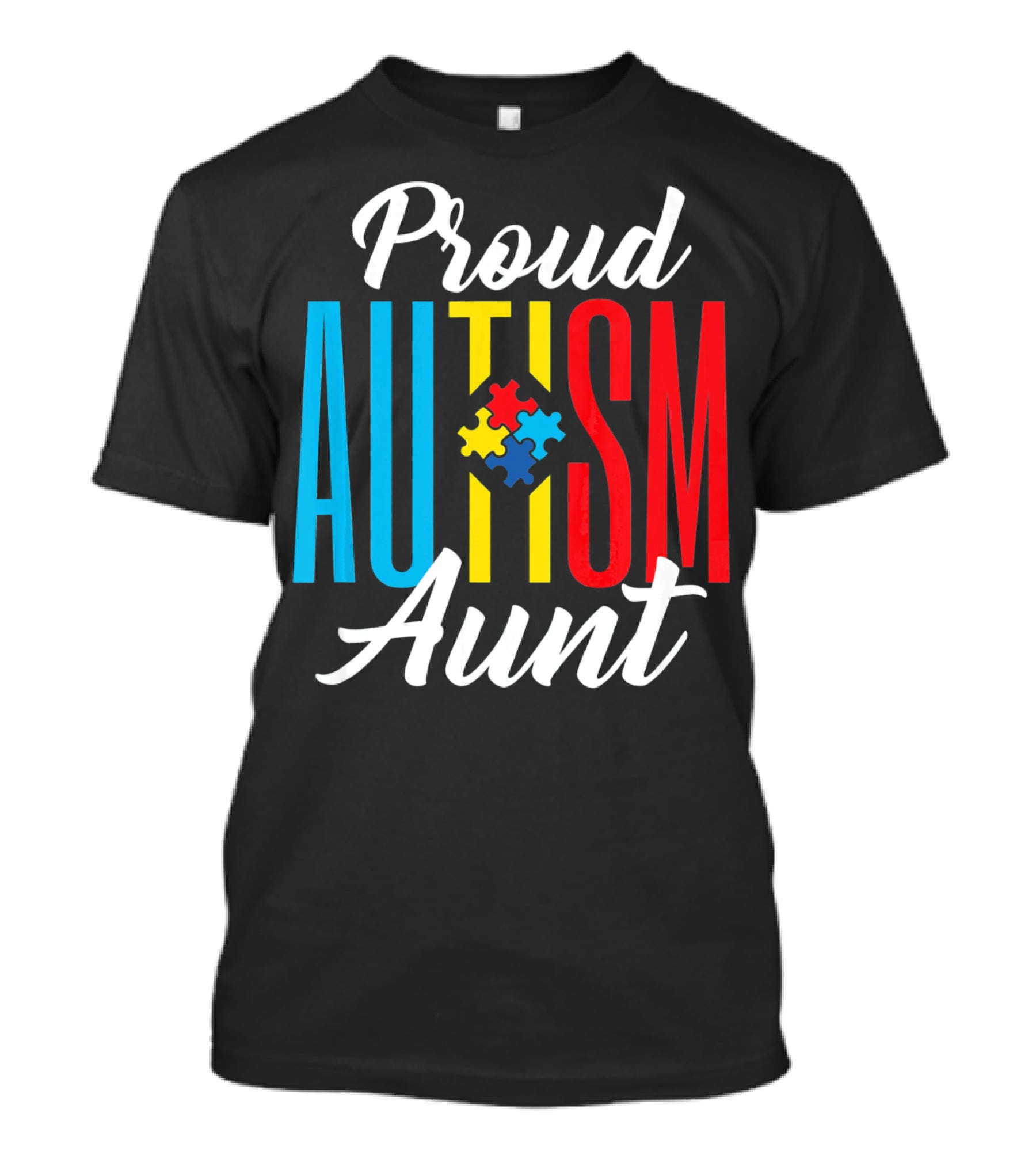 Proud Autism Aunt Puzzle Piece Awareness T-Shirt
