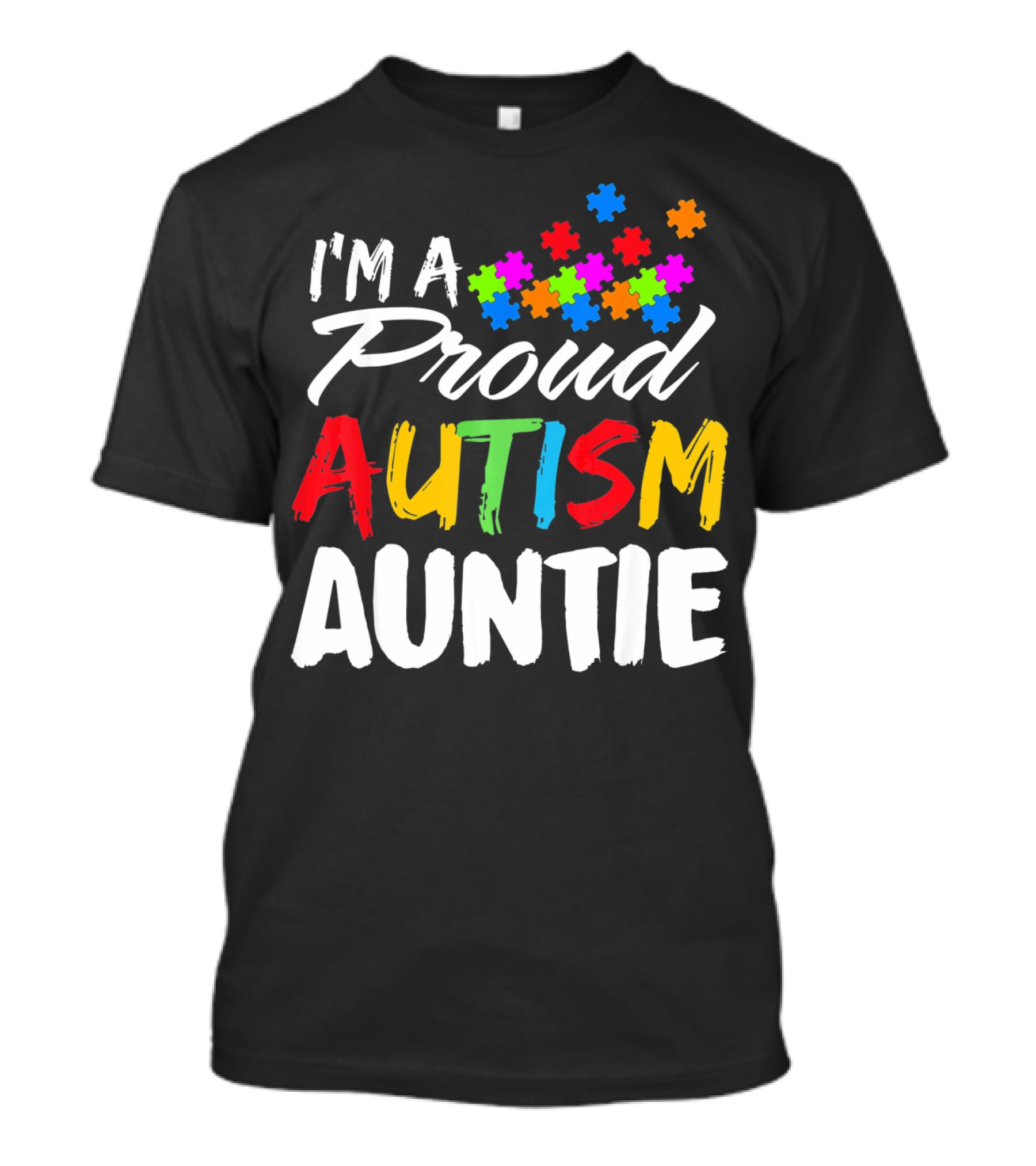 I'm A Proud Autism Auntie Puzzle Piece Colors T-Shirt