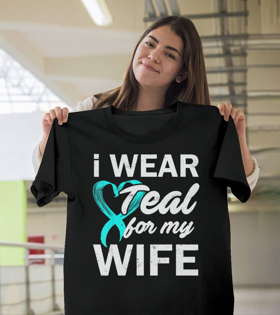 I Wear Teal For My Wife PCOS Awareness T-Shirt