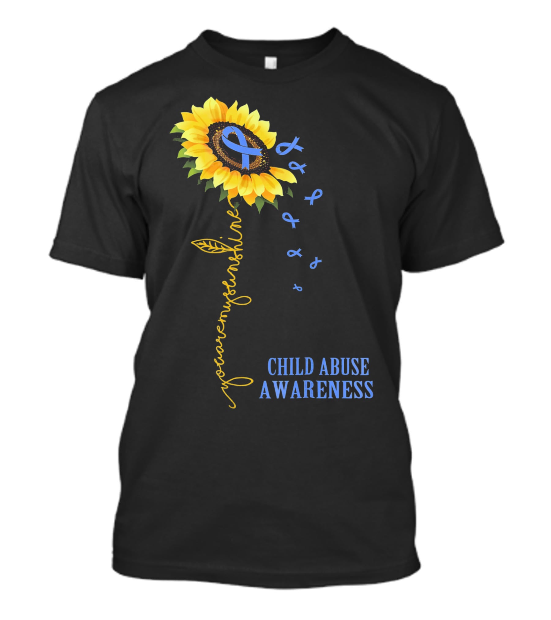Youaremysunshine Child Abuse Awareness Sunflower Blue T-Shirt