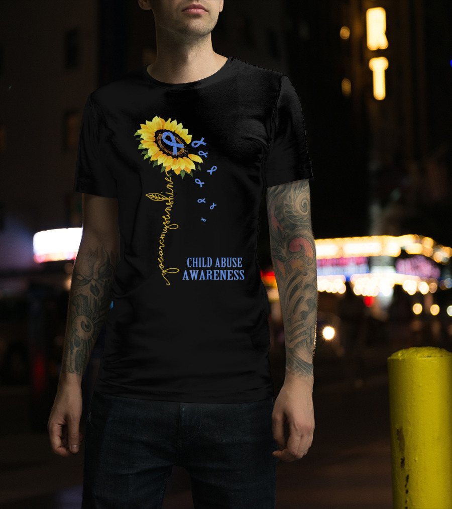 Youaremysunshine Child Abuse Awareness Sunflower Blue T-Shirt