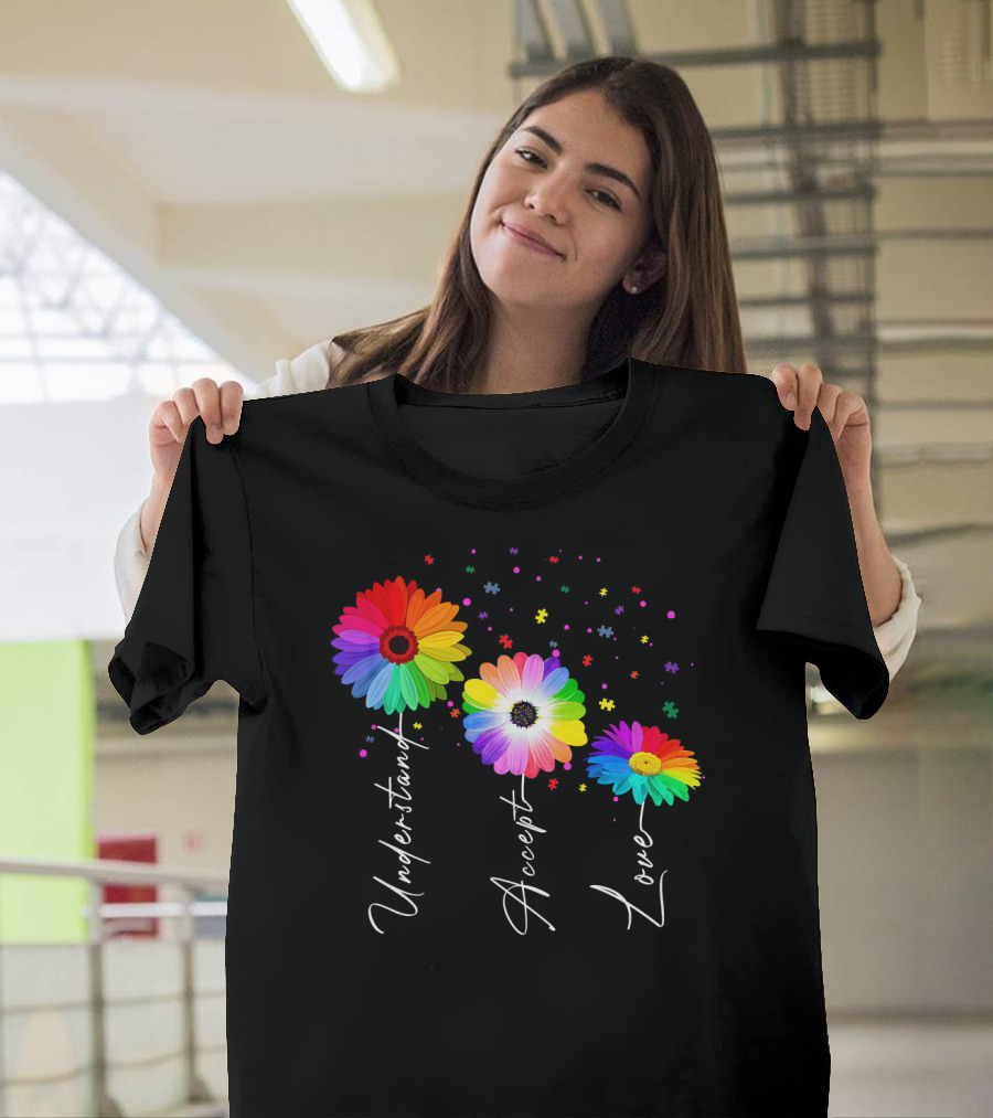 Autism Awareness Daisy Flower Accept Understand Love T-Shirt