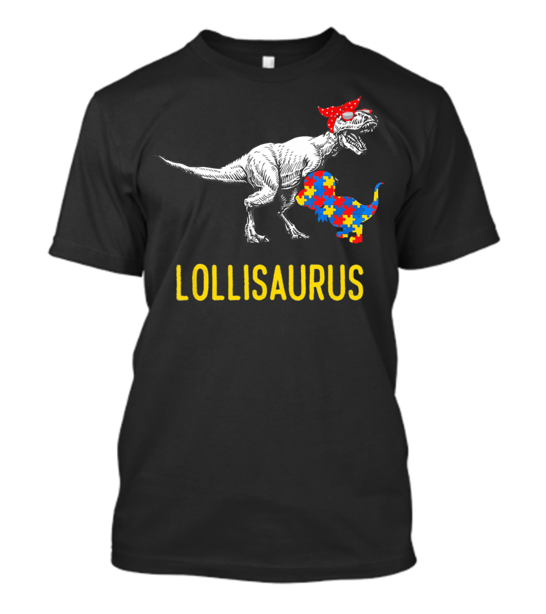 Lollisaurus Dinosaur Puzzle Autism Awareness T-Shirt