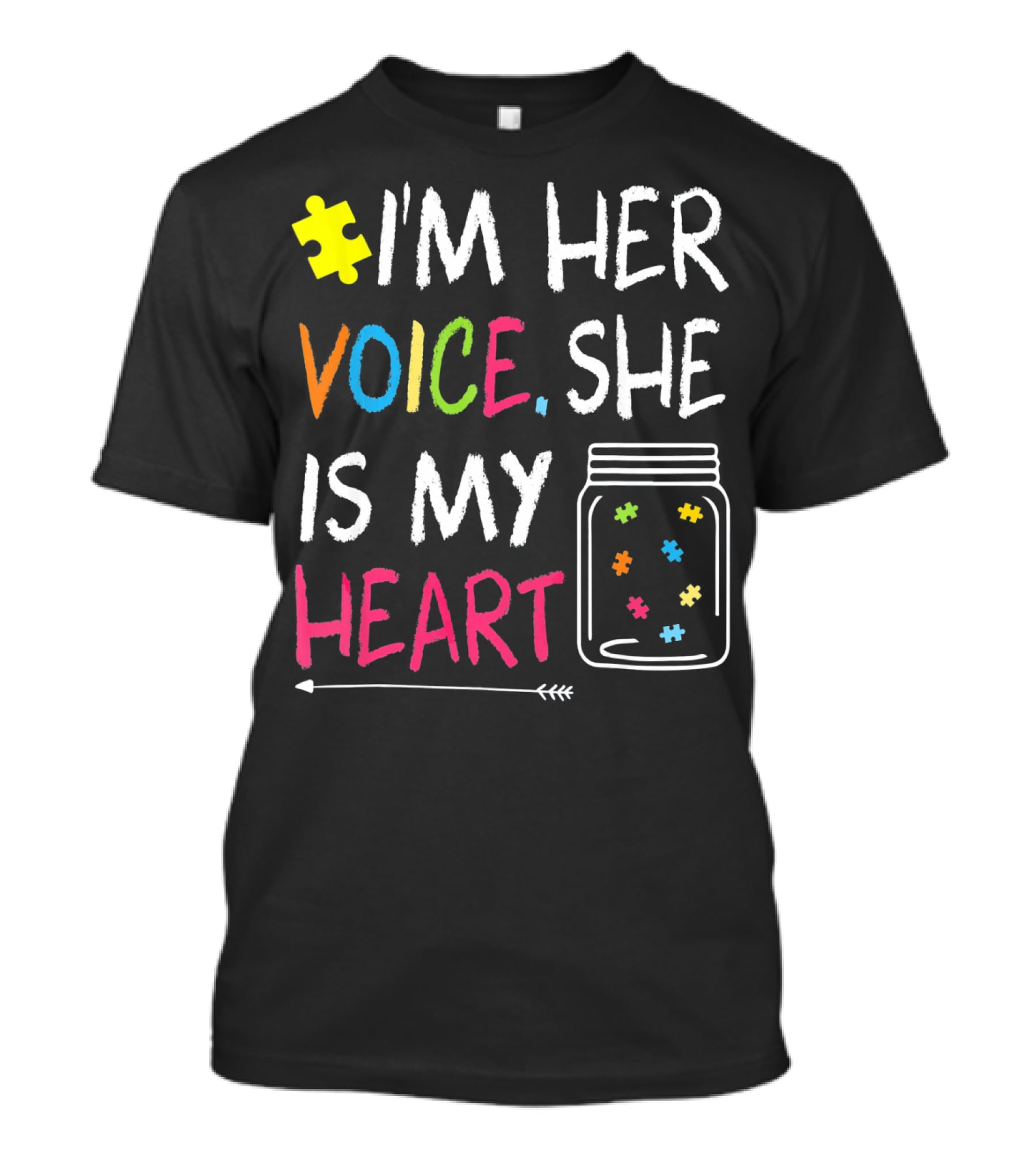I'm Her Voice She Is My Heart Autism Puzzle Jar T-Shirt