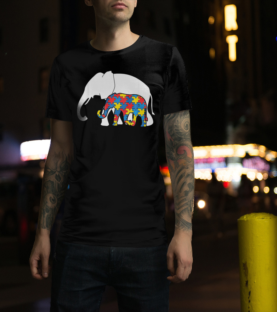 Autism Awareness Puzzle Elephant T-Shirt