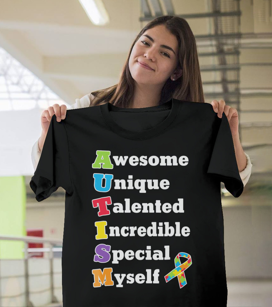 Autism Awesome Unique Talented Incredible Special Myself Awareness Puzzle T-Shirt