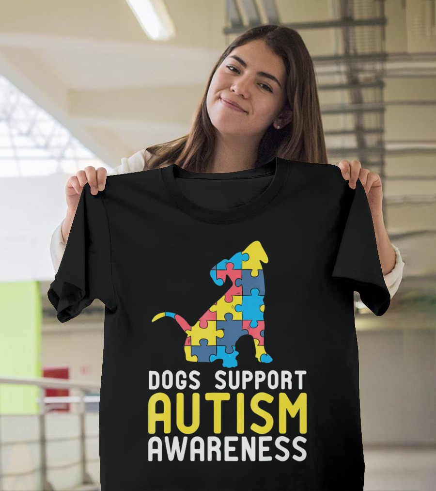 Dogs Support Autism Awareness Novelty Autism Dog Lover Awareness T-Shirt
