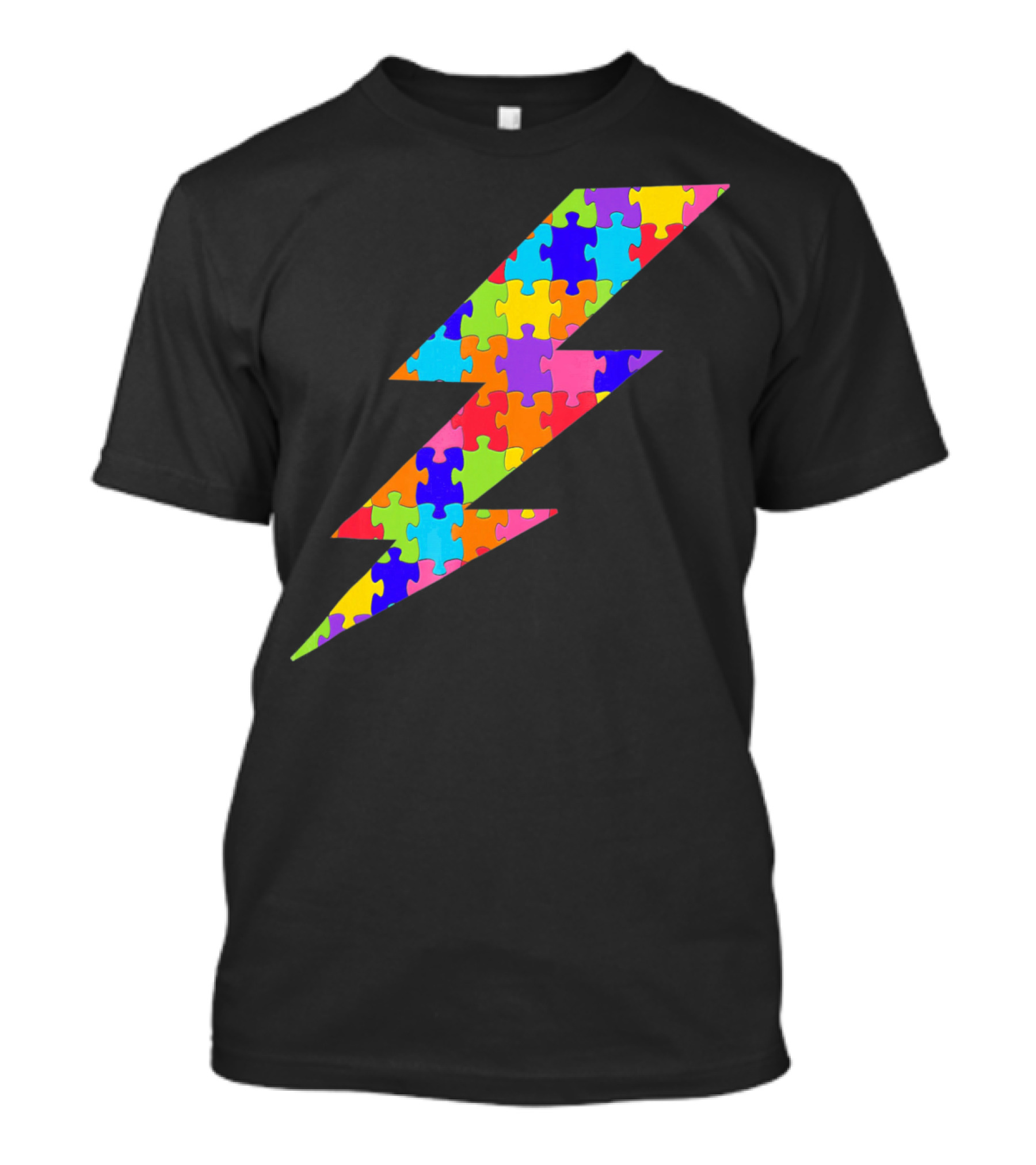 Lightning Bolt Puzzle Piece Autism Awareness Superhero T-Shirt