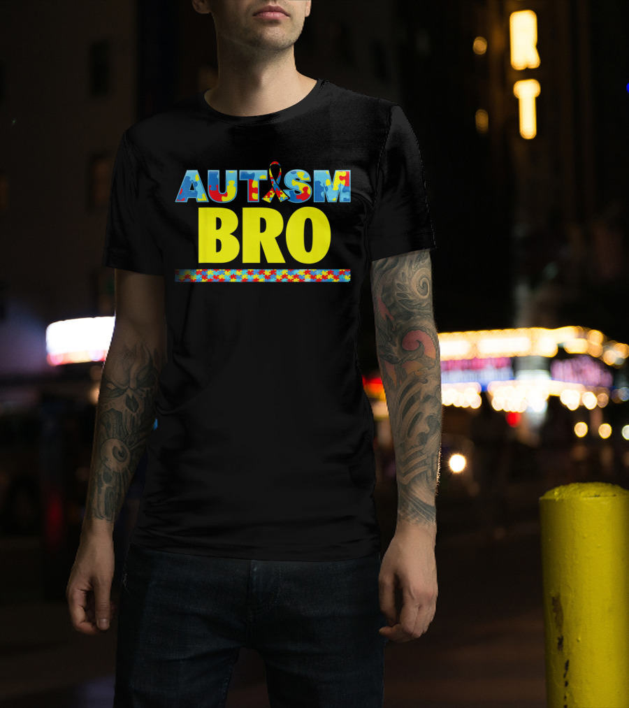Autism Puzzle Ribbon Bro Brother Awareness Support T-Shirt